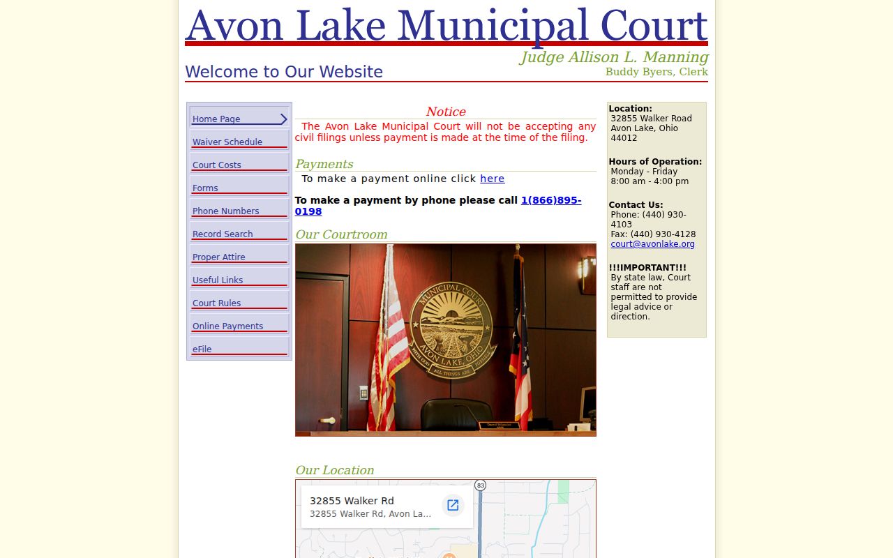 Avon Lake court docket municipal court information