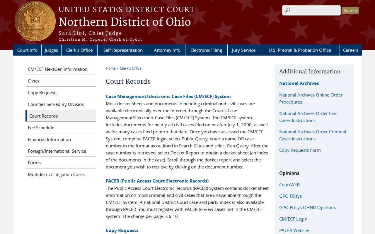Lorain County court records federal court access distinction