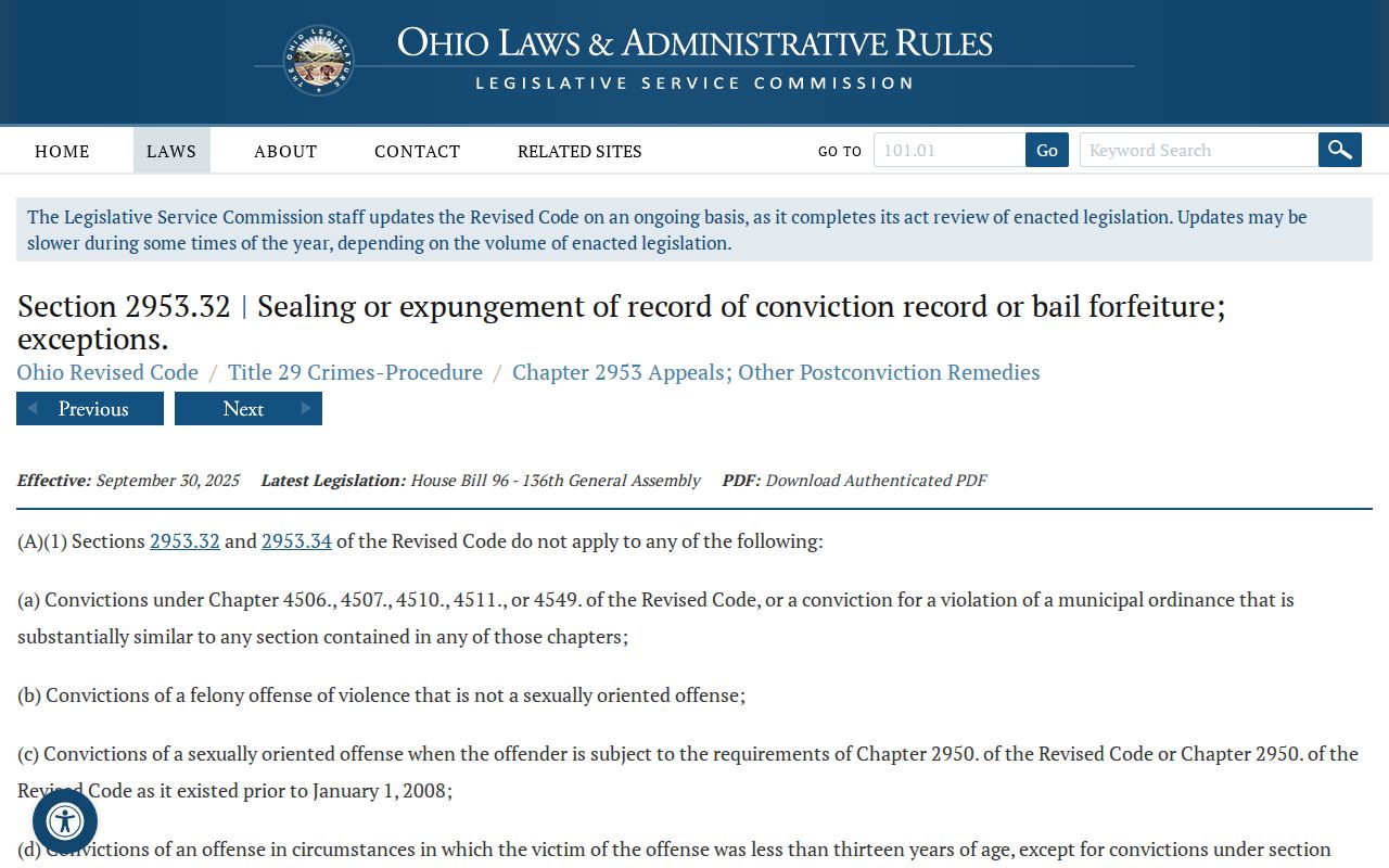 Lorain County criminal docket sealing statute